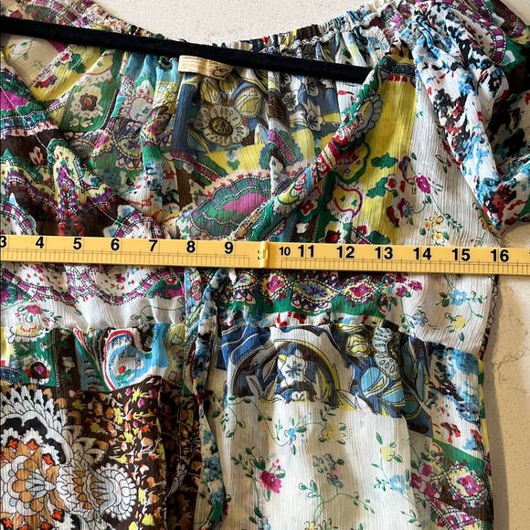 Elan Multicolor Patchwork Coverup with Teal and Brown Accents - Picture 5 of 5